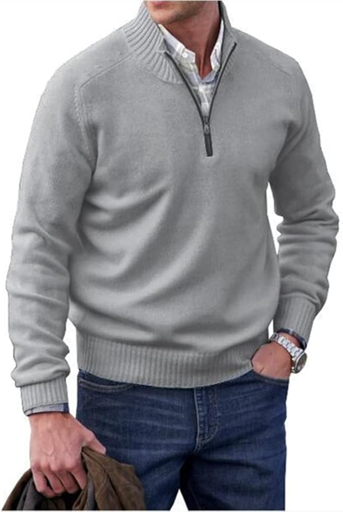 Jelmer™ | Cashmere pullover med dragkedja