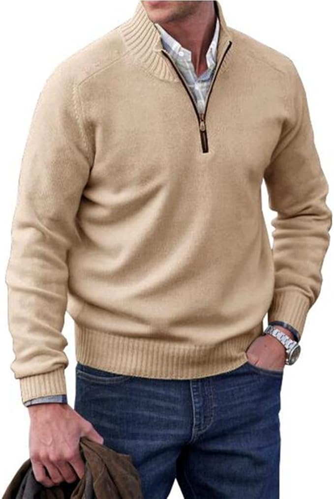 Jelmer™ | Cashmere pullover med dragkedja