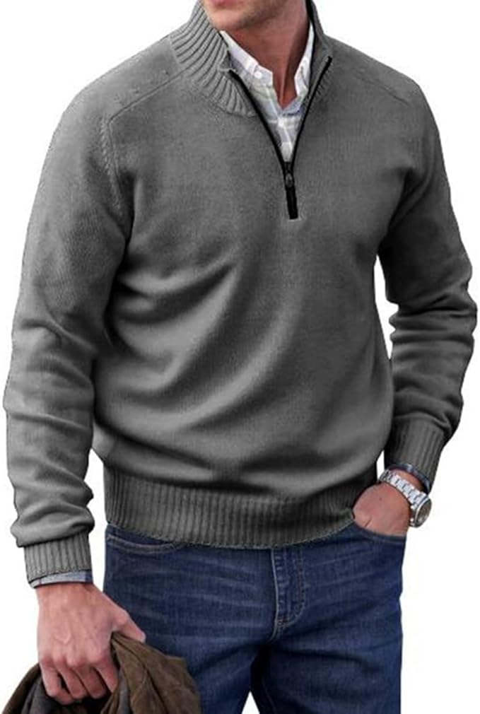 Jelmer™ | Cashmere pullover med dragkedja